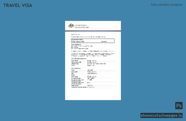 Australisches E-Visum in Word- und PDF-Formaten, Version 2 – Beispielvorschau
